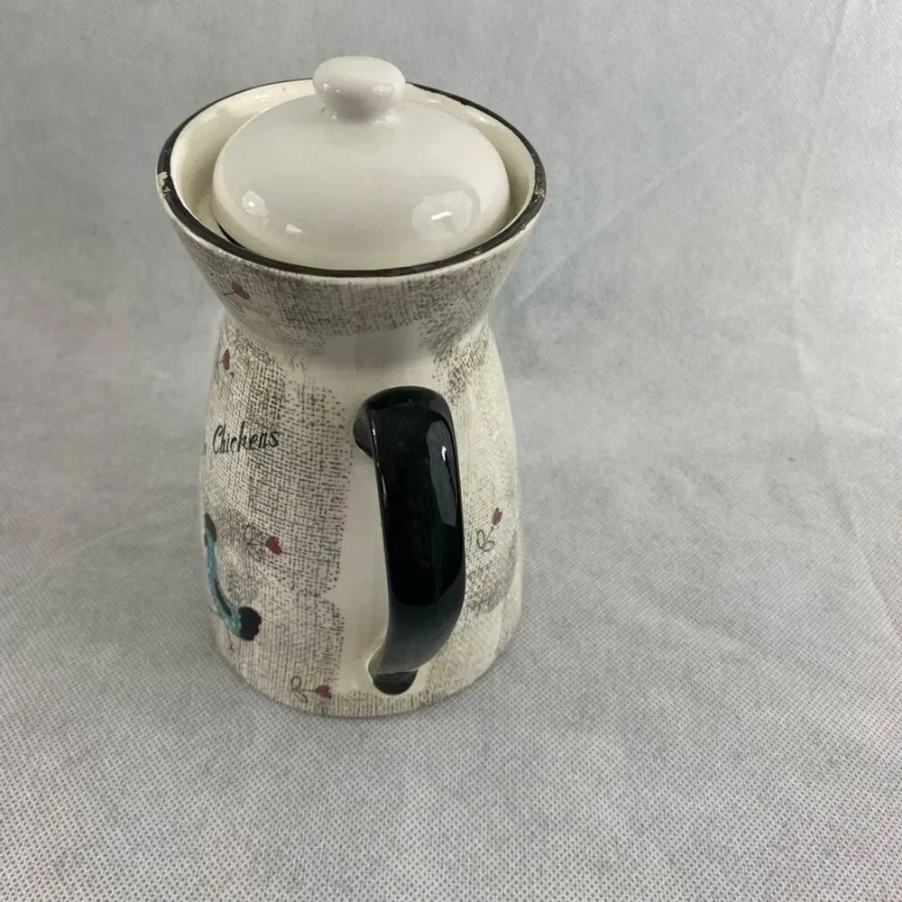 Vintage Chicken-Themed Ceramic‎ Coffee Pot with lid